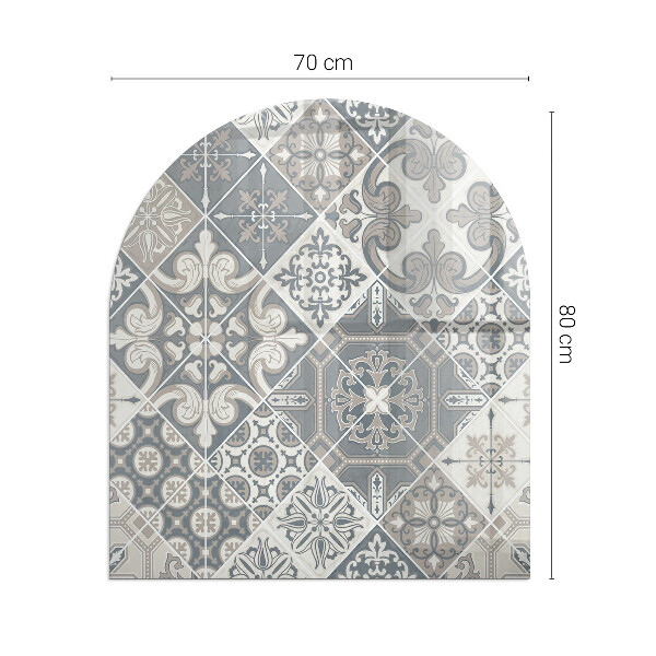 Demi-arrondi plaque de sol en verre pour poêle motif de mosaïque décoratif