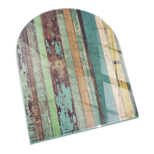 Demi-arrondi plaque verre devant cheminée Planches de différentes teintes