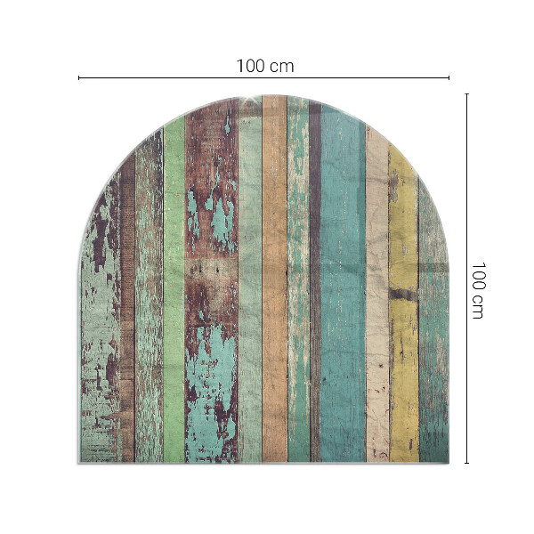 Demi-arrondi plaque verre devant cheminée Planches de différentes teintes