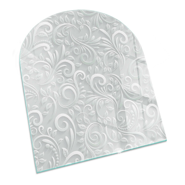 Demi-arrondi plaque verre devant cheminée Motif végétal élégant