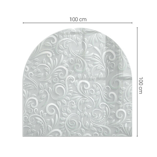 Demi-arrondi plaque verre devant cheminée Motif végétal élégant