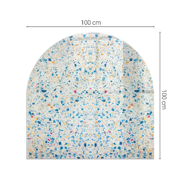 Demi-arrondi plaque de sol en verre pour poêle Motif de texture abstrait