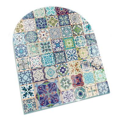 Demi-arrondi plaque protection sol devant cheminée en verre Motifs de mosaïque sur carreaux