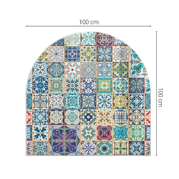 Demi-arrondi plaque protection sol devant cheminée en verre Motifs de mosaïque sur carreaux