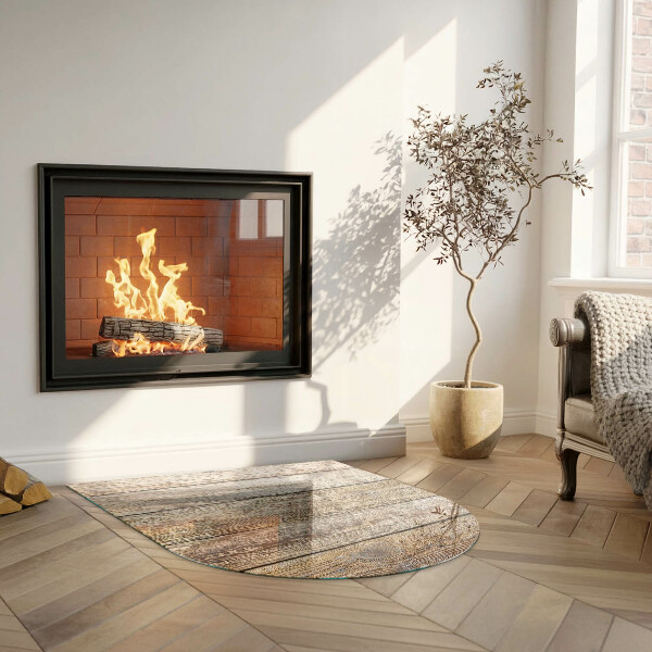 Demi-arrondi plaque de sol en verre pour poêle planches en bois naturel