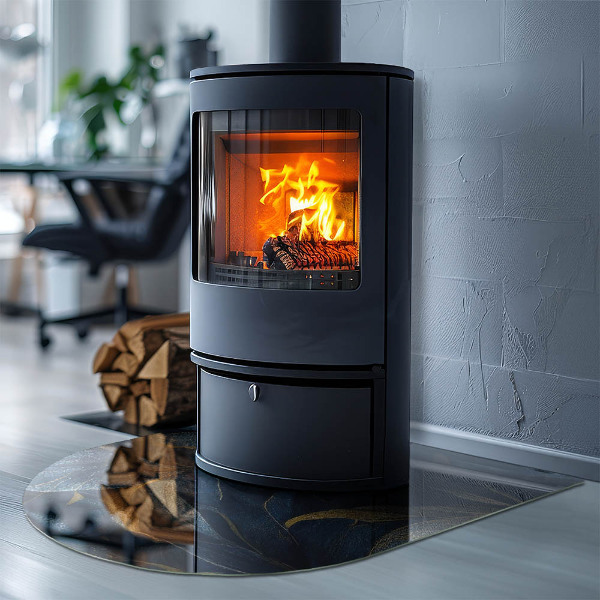 Demi-arrondi plaque verre devant cheminée Feuilles élégantes en texture