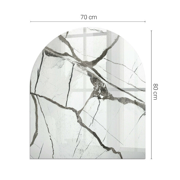 Demi-arrondi plaque de sol en verre pour poêle Motif de veines de marbre