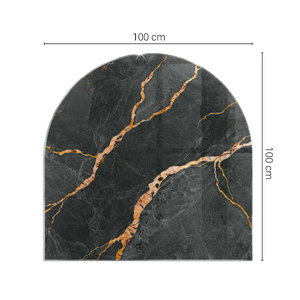 Demi-arrondi plaque protection sol devant cheminée en verre Marbre élégant veiné