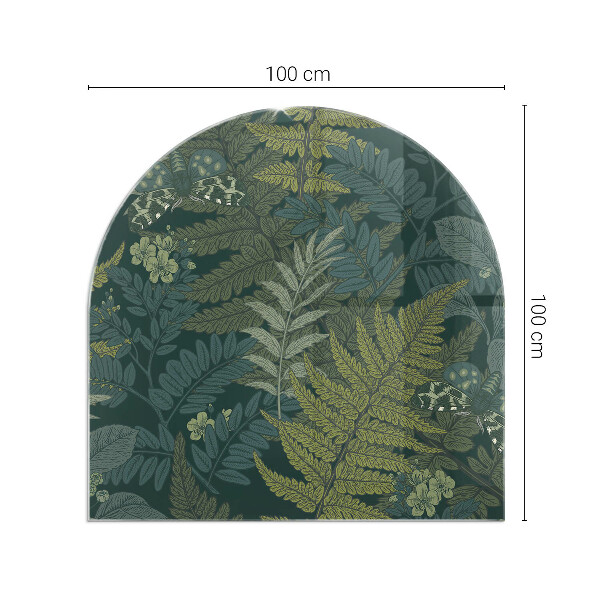 Demi-arrondi plaque de sol en verre pour poêle Motifs végétaux avec des papillons