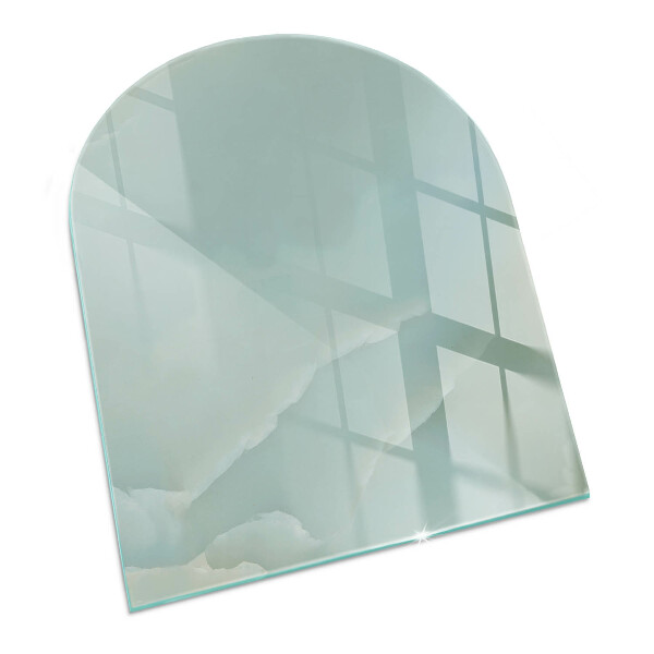 Demi-arrondi plaque protection sol devant cheminée en verre Motif marbré délicat