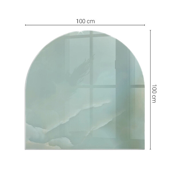 Demi-arrondi plaque protection sol devant cheminée en verre Motif marbré délicat