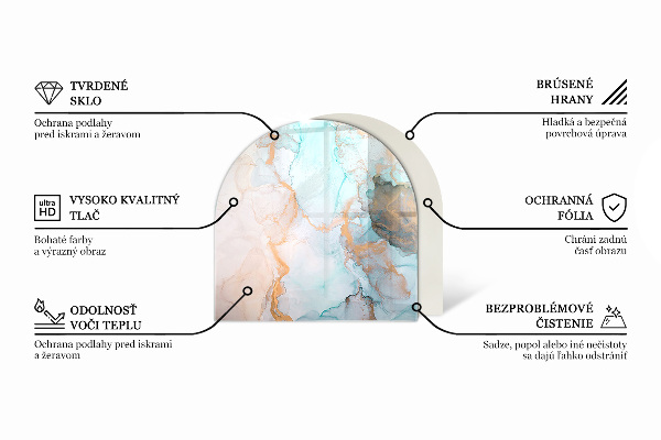 Demi-arrondi plaque protection sol devant cheminée en verre Motif de pierre avec particules