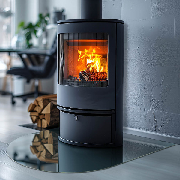 Demi-arrondi plaque de sol en verre pour poêle Couleur de la mer