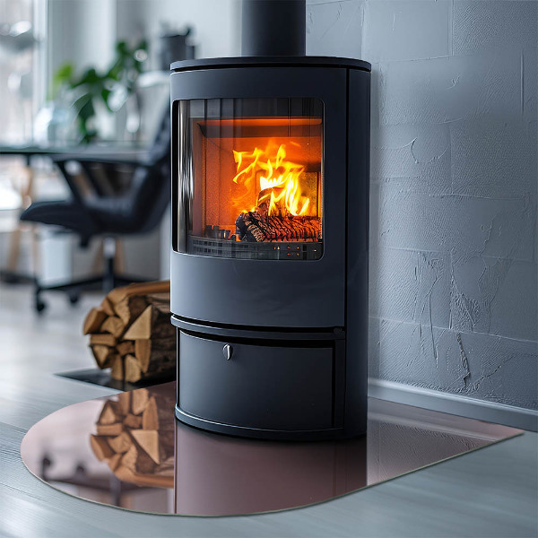 Demi-arrondi plaque protection sol devant cheminée en verre Couleur rose