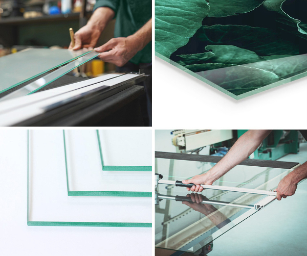 Demi-arrondi plaque de sol en verre pour poêle Couleur gris-vert