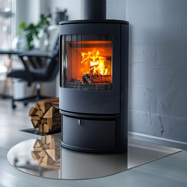 Demi-arrondi plaque de sol en verre pour poêle Couleur ivoire