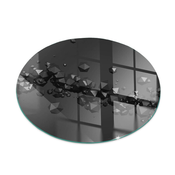 Ronde plaque de verre pour cheminée nuage abstrait de solides