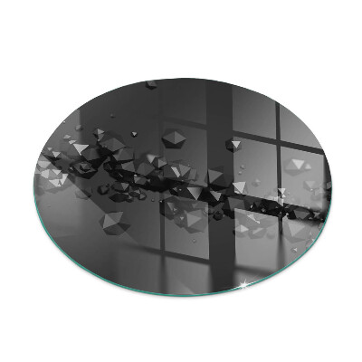 Ronde plaque de verre pour cheminée nuage abstrait de solides