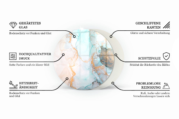 Ronde verre sous poêle à bois Motif avec de petites formes