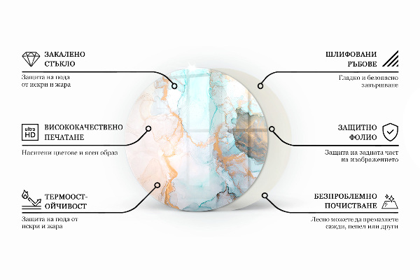 Ronde plaque de verre pour cheminée Planche en bois dans l'agencement