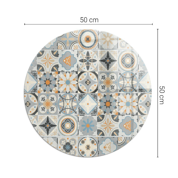 Ronde vitre sous poêle à bois Motifs de mosaïque en carreaux