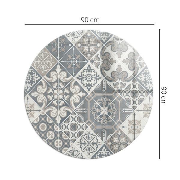 Ronde verre sous poêle à bois motif de mosaïque décoratif