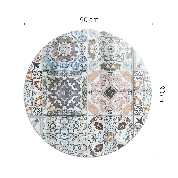 Ronde verre sous poêle à bois Motifs de mosaïque en carreaux