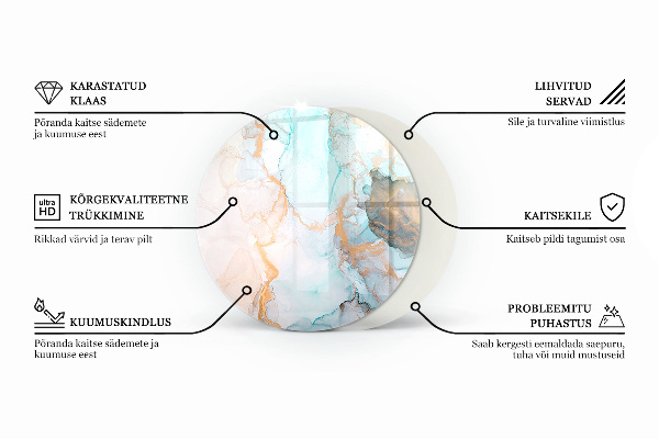 Ronde vitre sous poêle à bois vagues et lignes abstraites