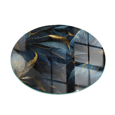 Ronde plaque de verre pour cheminée Feuilles élégantes en texture
