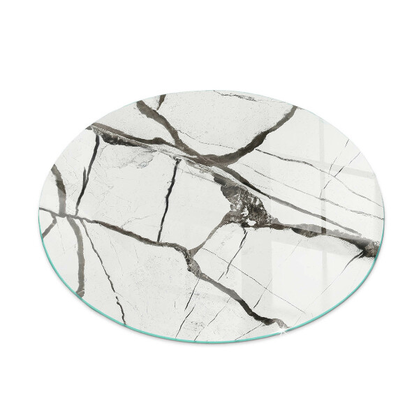 Ronde verre sous poêle à bois Motif de veines de marbre