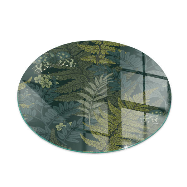 Ronde verre sous poêle à bois Motifs végétaux avec des papillons