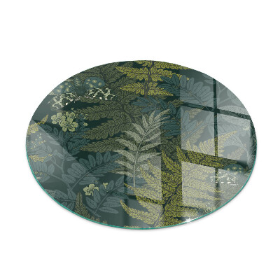 Ronde verre sous poêle à bois Motifs végétaux avec des papillons