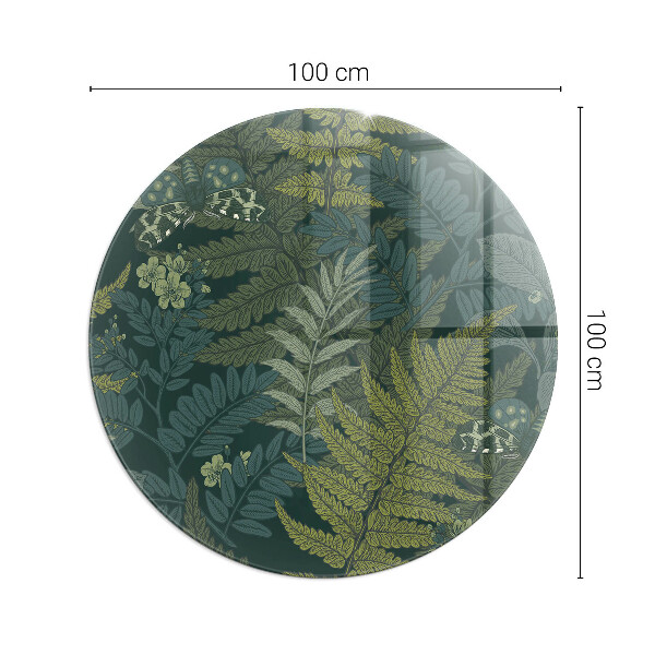 Ronde verre sous poêle à bois Motifs végétaux avec des papillons