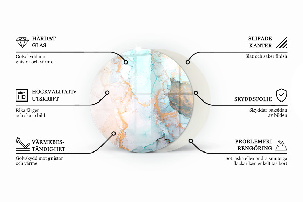 Ronde vitre sous poêle à bois Motif marbré délicat