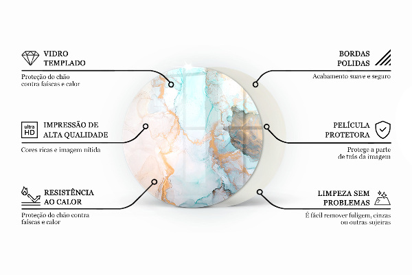 Ronde plaque de verre pour cheminée Couleur Gris-brun