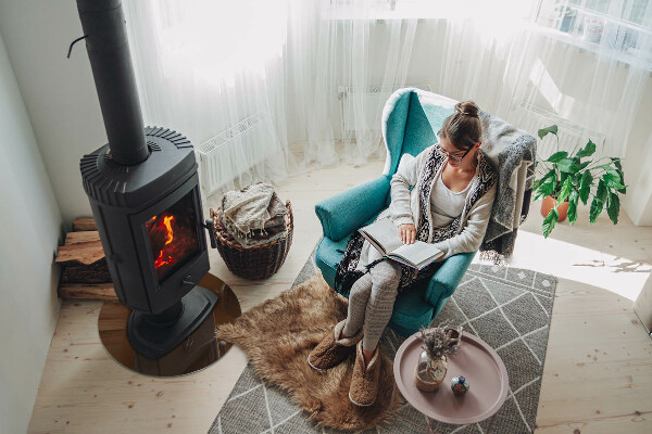 Ronde vitre sous poêle à bois Couleur marron