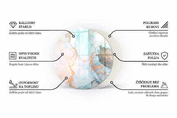 Ronde verre sous poêle à bois Couleur ivoire