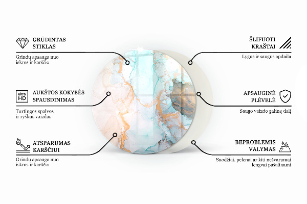 Ronde plaque de verre pour cheminée Couleur blanche