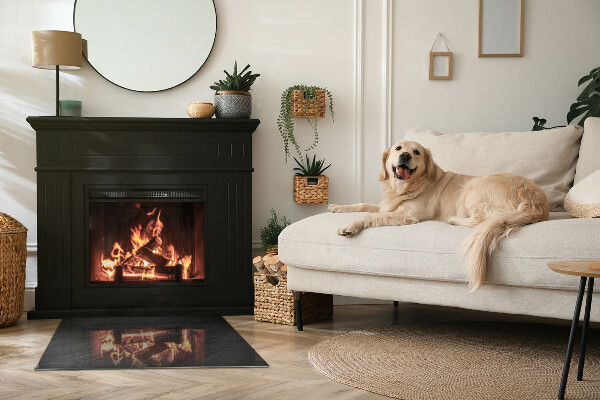 Rectangulaire plaque verre pour poêle texture de pierre naturelle