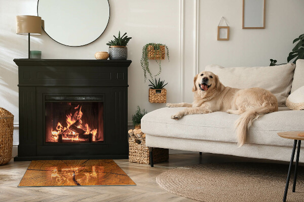 Rectangulaire plaque de sol en verre pour poêle Grain du bois en coupe transversale