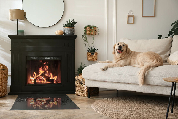 Rectangulaire plaque de sol en verre pour poêle nuage abstrait de solides