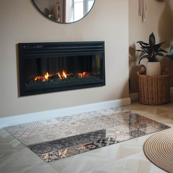 Rectangulaire plaque protection sol devant cheminée en verre Motifs de carreaux décoratifs