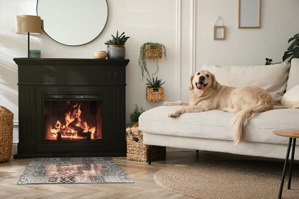 Rectangulaire plaque protection sol devant cheminée en verre Motifs de carreaux décoratifs
