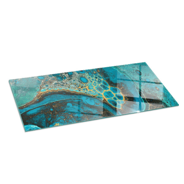 Rectangulaire plaque protection sol devant cheminée en verre motif organique abstrait