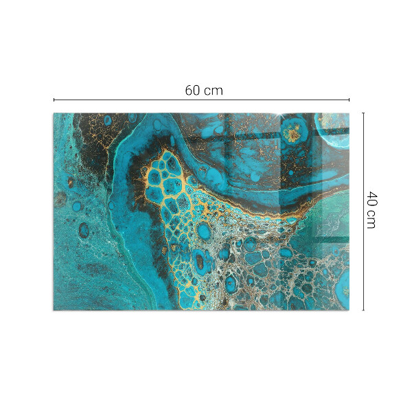 Rectangulaire plaque protection sol devant cheminée en verre motif organique abstrait