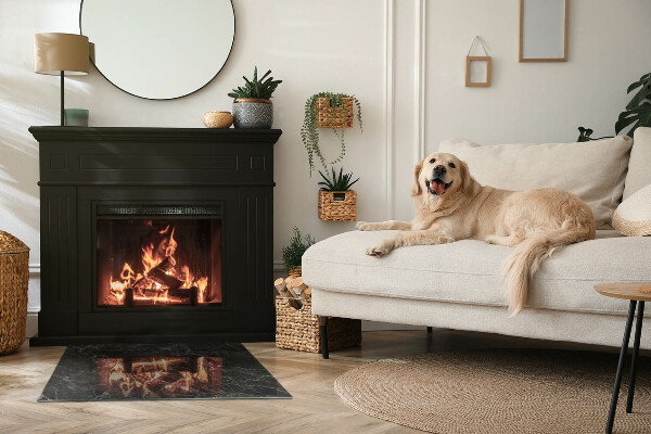 Rectangulaire plaque protection sol devant cheminée en verre Motif marbre élégant