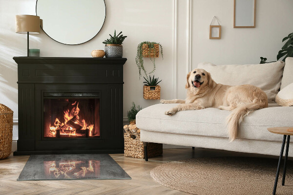 Rectangulaire plaque de sol en verre pour poêle texture de surface brute