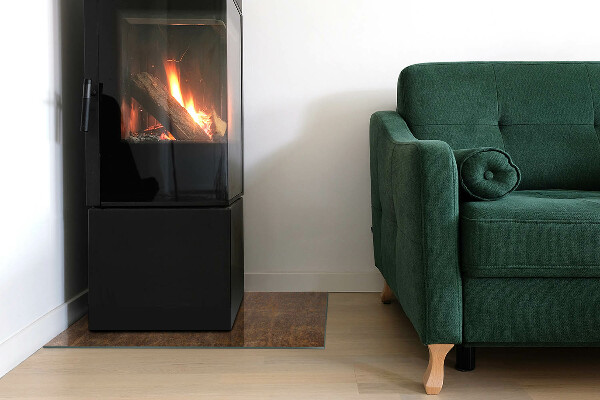 Rectangulaire plaque protection sol devant cheminée en verre Texture rouillée sur métal