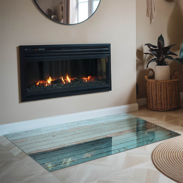 Rectangulaire plaque verre pour poêle planches de style rustique