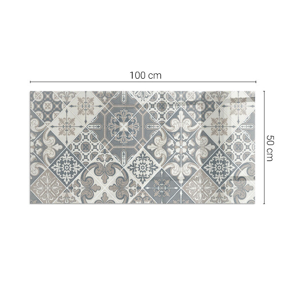 Rectangulaire plaque verre pour poêle motif de mosaïque décoratif